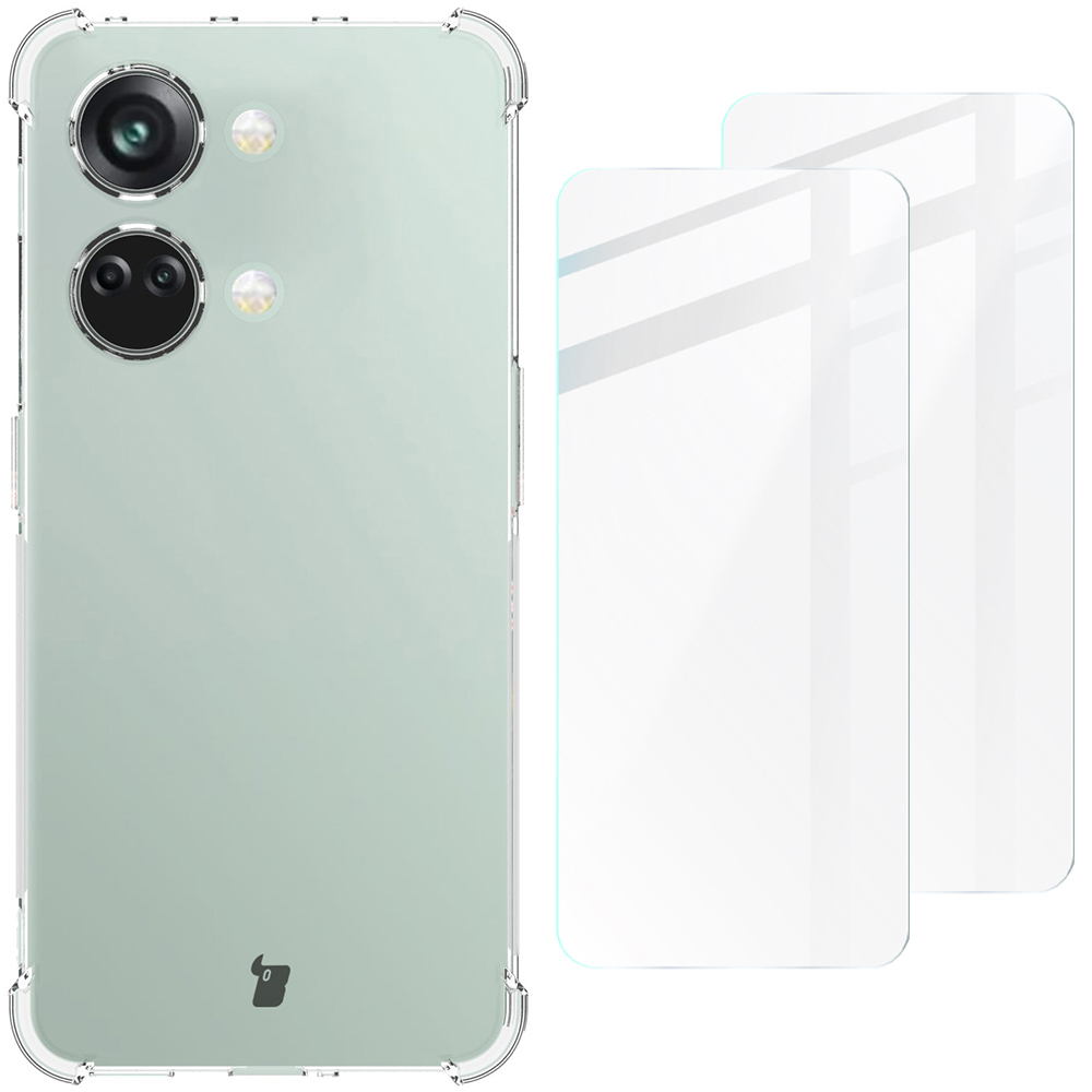 Elastyczne etui + 2 szkła, Bizon Case Clear, przezroczyste